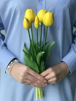 Тюльпаны искусственные латексные жёлтые, букет из 5 бутонов Real Touch, для декора, подарок Тюльпаны искусственные латексные жёлтые, букет из 5 бутонов Real Touch, для декора, подарок