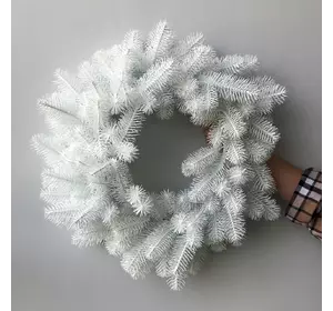 Венок новогодний рождественский Premium из литой хвои d-55 см белый Венок новогодний рождественский Premium из литой хвои d-55 см белый