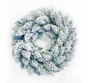 Венок новогодний рождественский Elegant из искусственной хвои d-50 см заснеженный